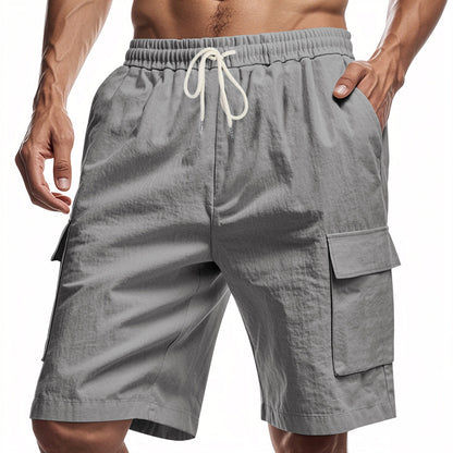 Short Cargo "Horizon-Lin" – Taille Élastique, Cordon de Serrage & Poches Latérales