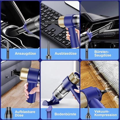 Aspirateur à main sans fil 12000 PA 4 en 1 avec 2 filtres HEPA lavables pour voiture, cuisine, maison et nettoyage des poils d'animaux, rechargeable, portable, léger