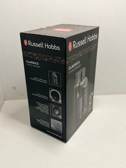 Russell Hobbs Moulin à café [électrique à meule plate] Classics (réglages variables de mouture: fine à grossière, 2 à 12 tasses, pour grains de café, noix, épices, céréales, indicateur LED) 23120-56