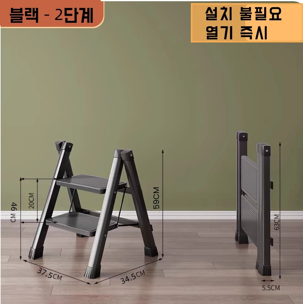 Échelle pliante en 4 étapes Escaliers hauts en acier au carbone pour la maison Échelle de maison pliable Cuisine domestique Échelle Tabouret Escaliers pliants