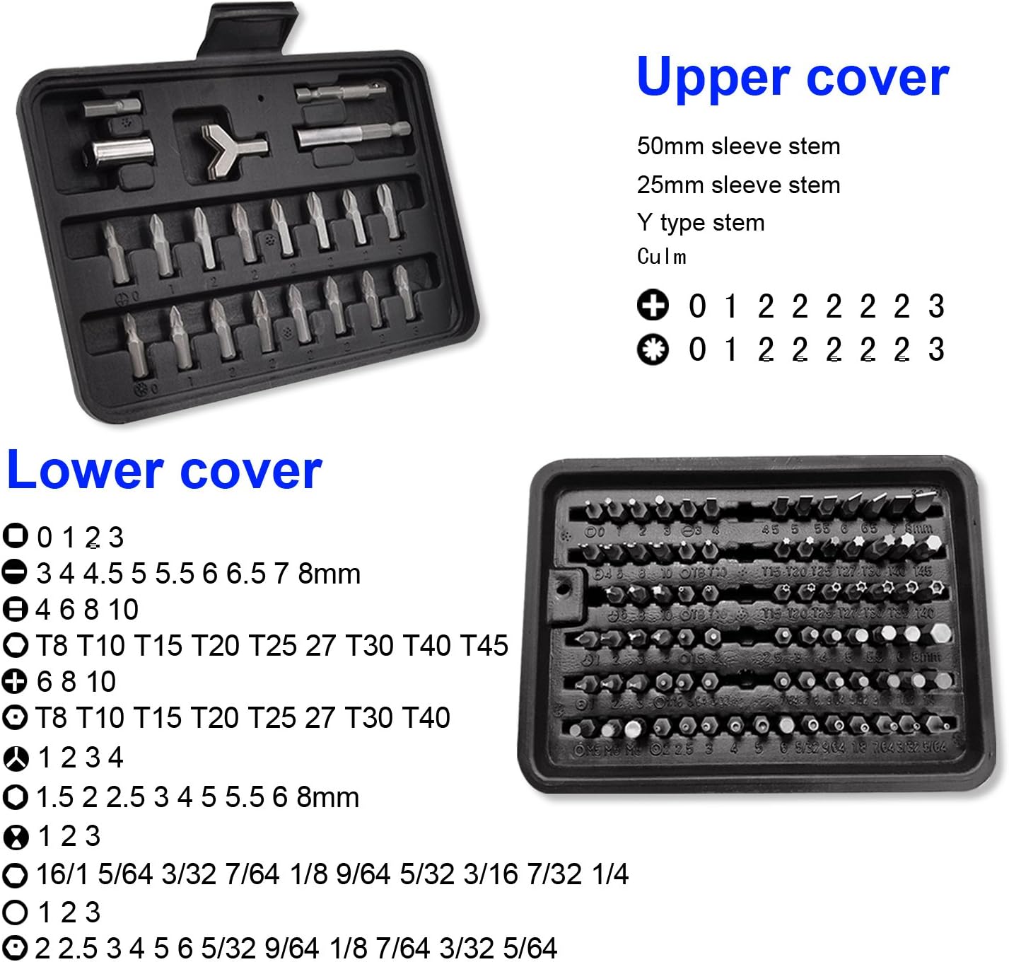 Powerland PT001 100Pcs jeu d'embouts de tournevis Tout usage dans BMC