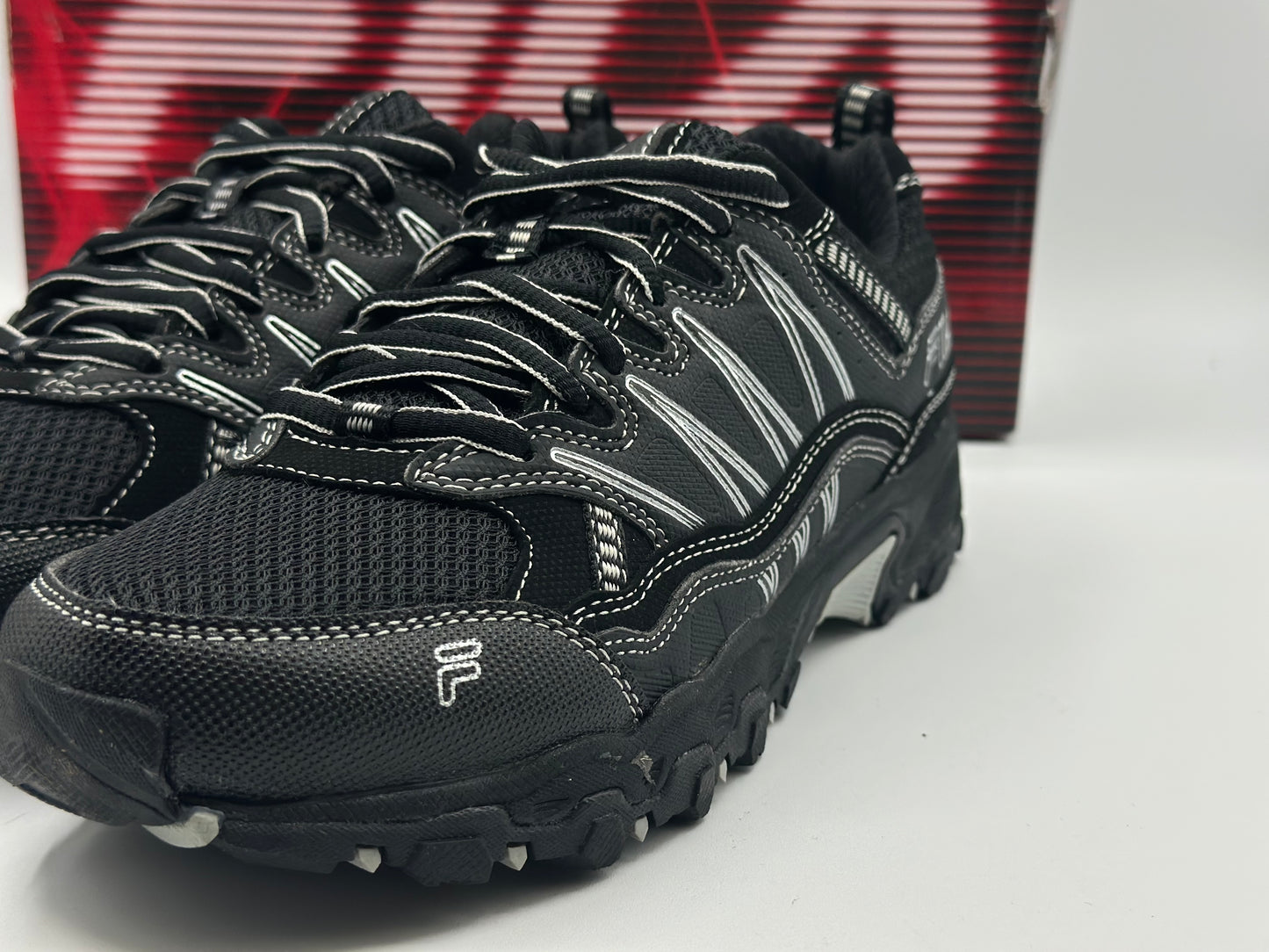 Fila Men's Memory at Peak Steel Toe Trail Runner, Black/Metallic Silver, T38