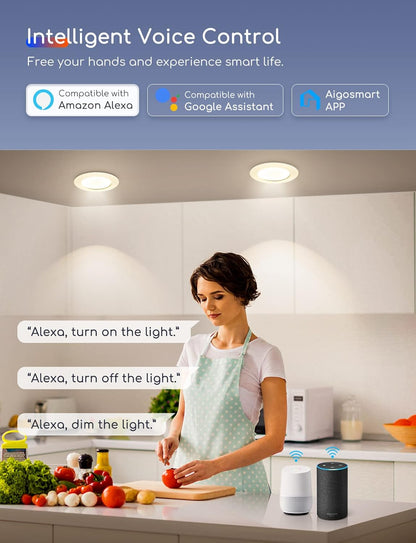 Aigostar Spots LED Encastré 12W Plafonnier Encastré Dimmable, couleur blanc chaud/froid intesité variable. 820lm, 3000-6500K