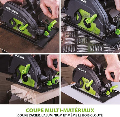 Evolution Power Tools Scie Circulaire Multi-Matériaux, Découpe l’acier, l’aluminium, le bois clouté