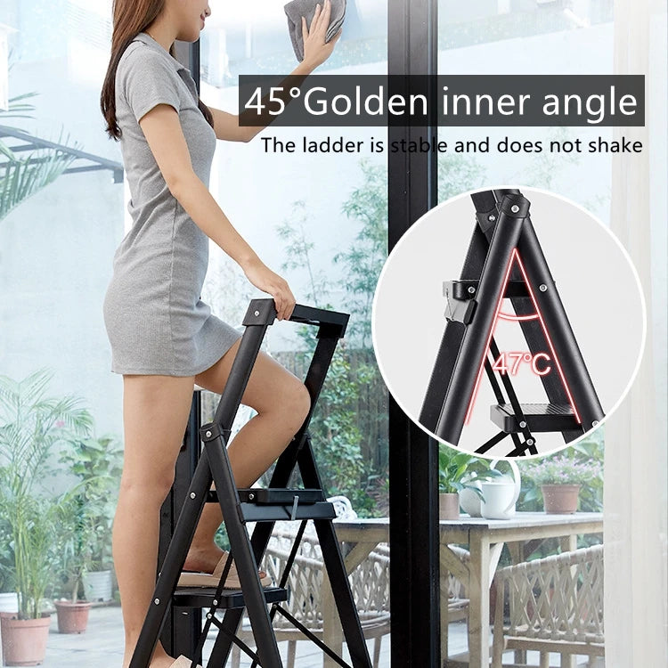 Échelle pliante en 4 étapes Escaliers hauts en acier au carbone pour la maison Échelle de maison pliable Cuisine domestique Échelle Tabouret Escaliers pliants