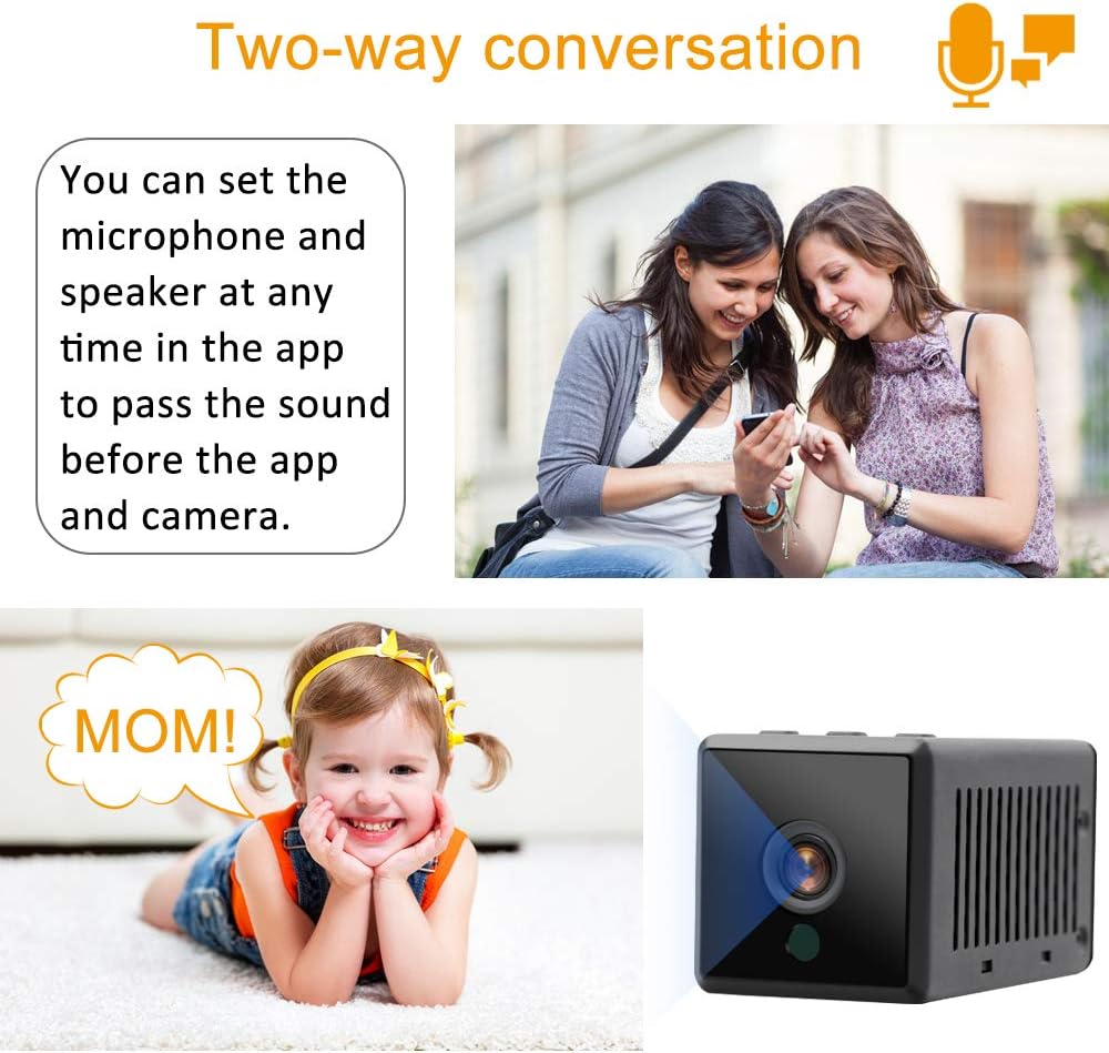 Mini Caméra Espion WiFi Caméra Cachée 1080P Caméra de Surveillance avec Vision Nocturne Automatique/Audio Bidirectionnel/Grand Angle/Alerte Fortification pour Intérieur et Extérieur