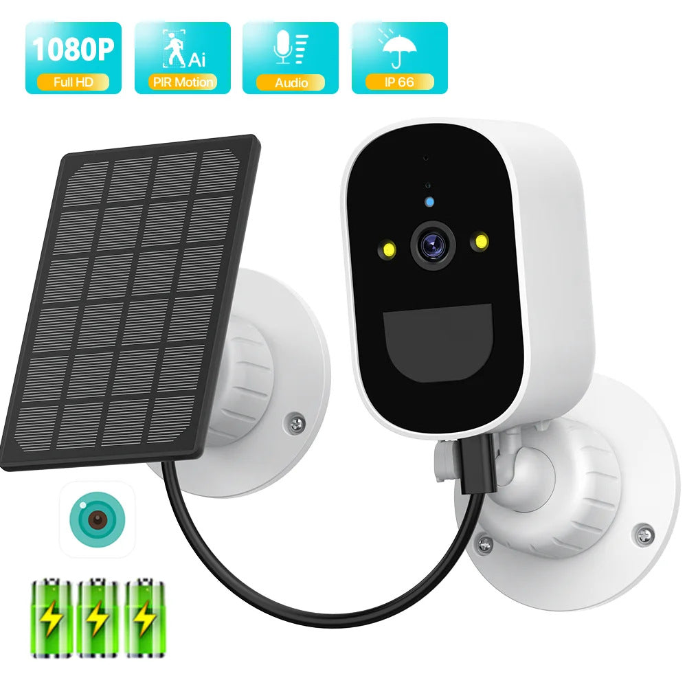 Caméra solaire Moniteur de faible puissance avec batterie rechargeable