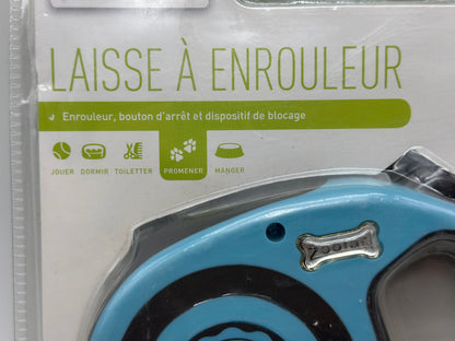 Zoofari Elropet Laisse rétractable pour chien avec enrouleur d'arrêt et bouton de verrouillage Bleu 5 m