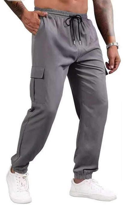 Pantalon de survêtement cargo décontracté pour homme avec cordon de serrage à la taille
Couleur: Gris