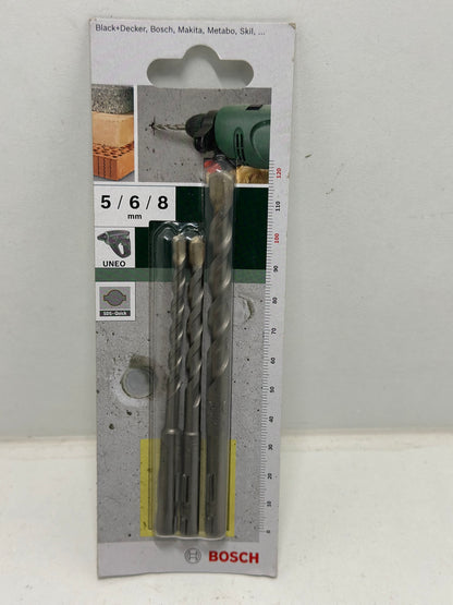Bosch Accessories 2609256908 Set de 3 forets à béton SDS-Quick pour Perforateur UNEO Diamètre 5-6-8 mm Noir