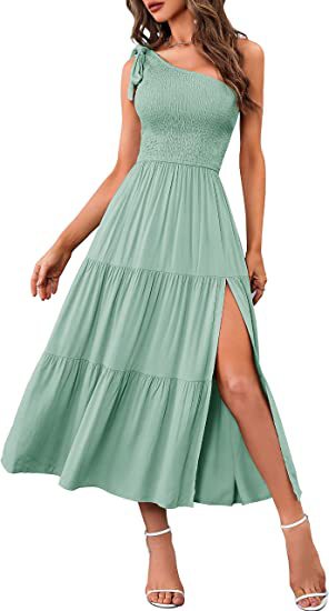 Robe "Ethereal-One" – Coupe Asymétrique à une Épaule, Bustier Smocké & Ourlet Plissé