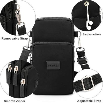 Sac à bandoulière pour téléphone portable, mini sac à main pour téléphone portable, portefeuille, sac à bandoulière, sac à main, pochette de voyage
Couleur: Noir