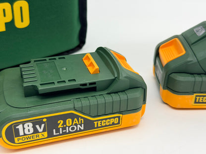 TECCPO Perceuse Visseuse sans Fil Brushless, 18V Perceuse a Percussion(60Nm), 30min Rapide Chargeur, 2×2.0Ah Batteries, 13mm Mandrin, 2 Vitesses (0-550/2000 tr/min), 35pcs Gratuit Accesoires-TDHD02P