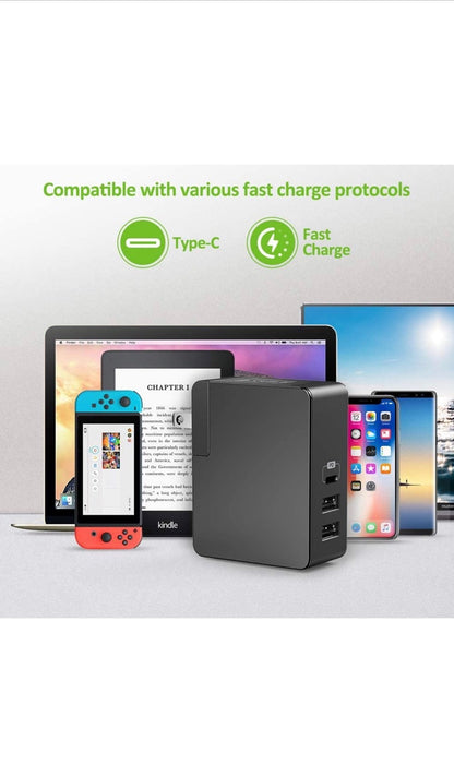 Chargeur mural ultra rapide grâce à ses 60watt et USB C, prise EU/UK neuf