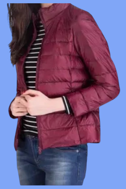 Veste chaude et légère pour femme, sans capuche, manteau d'hiver coupe-vent avec isolation recyclée, manteau d'hiver fin et court avec capuche, coussin d'assise blanc chaud, chasse