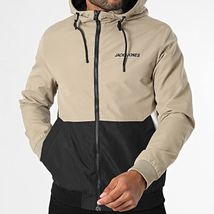 JACK AND JONES
Veste Zippée Capuche Rush Beige Noir Blanc