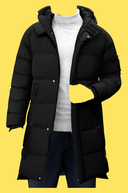 Veste Homme Hiver Épaissir Chaude Longue Parka Manteau Coupe-vent Matelassé Vestes Décontractée Zippé l'extérieur Blouson à Capuche avec Poches