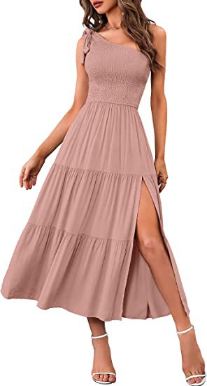 Robe "Ethereal-One" – Coupe Asymétrique à une Épaule, Bustier Smocké & Ourlet Plissé
