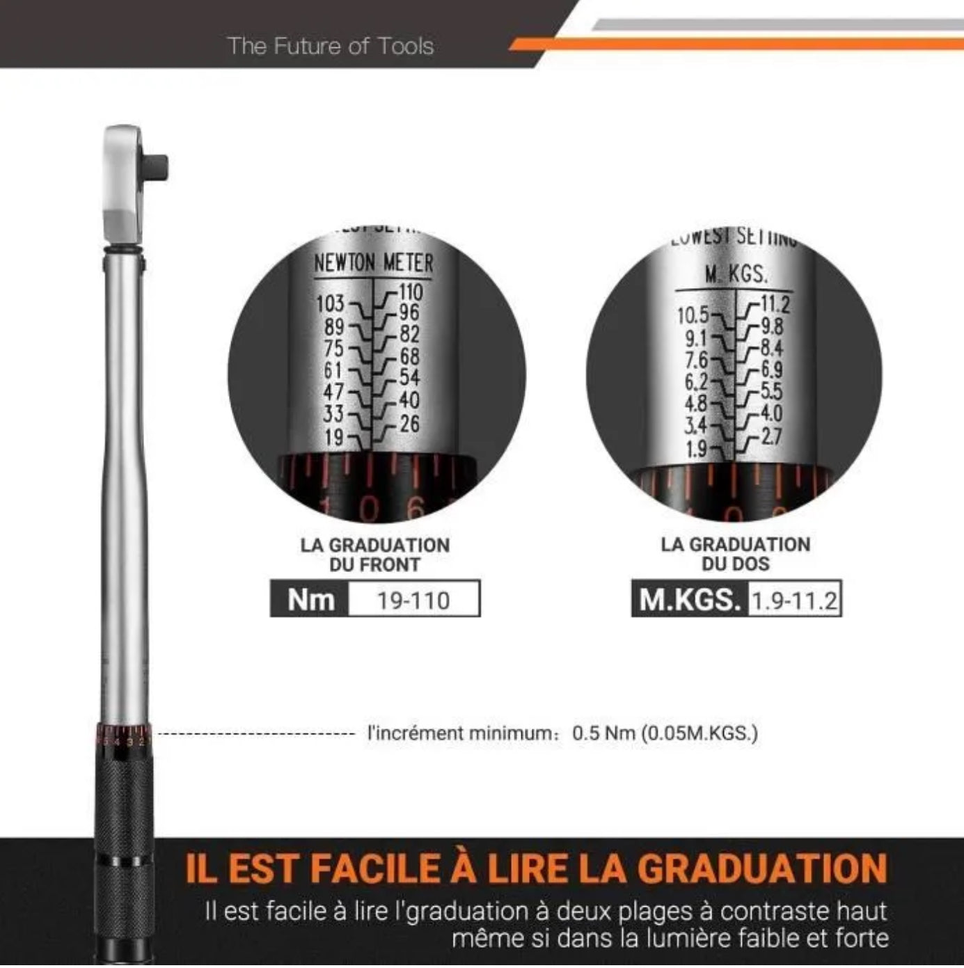 Clé Dynamométrique 3/8″ (19-110Nm) ENGINDOT, Convertisseur de Couple, Adaptateur, Barre d’extension en Coffret – HTW1B