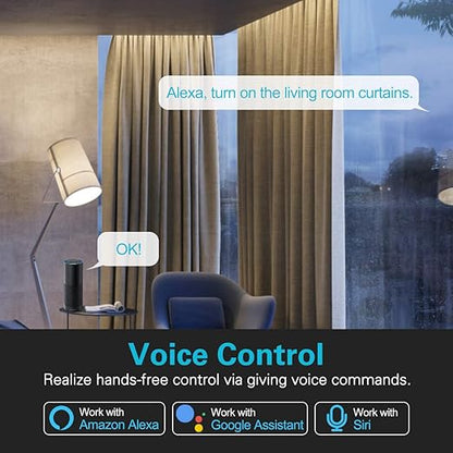 Commutateur de rideau intelligent WiFi, interrupteur de volet roulant WLAN à 3 vitesses, interrupteur de commande vocale à distance APP pour volets roulants de rideau de fenêtre, compatible avec Google Home Alexa Echo, sans hub nécessaire -4Pcs
