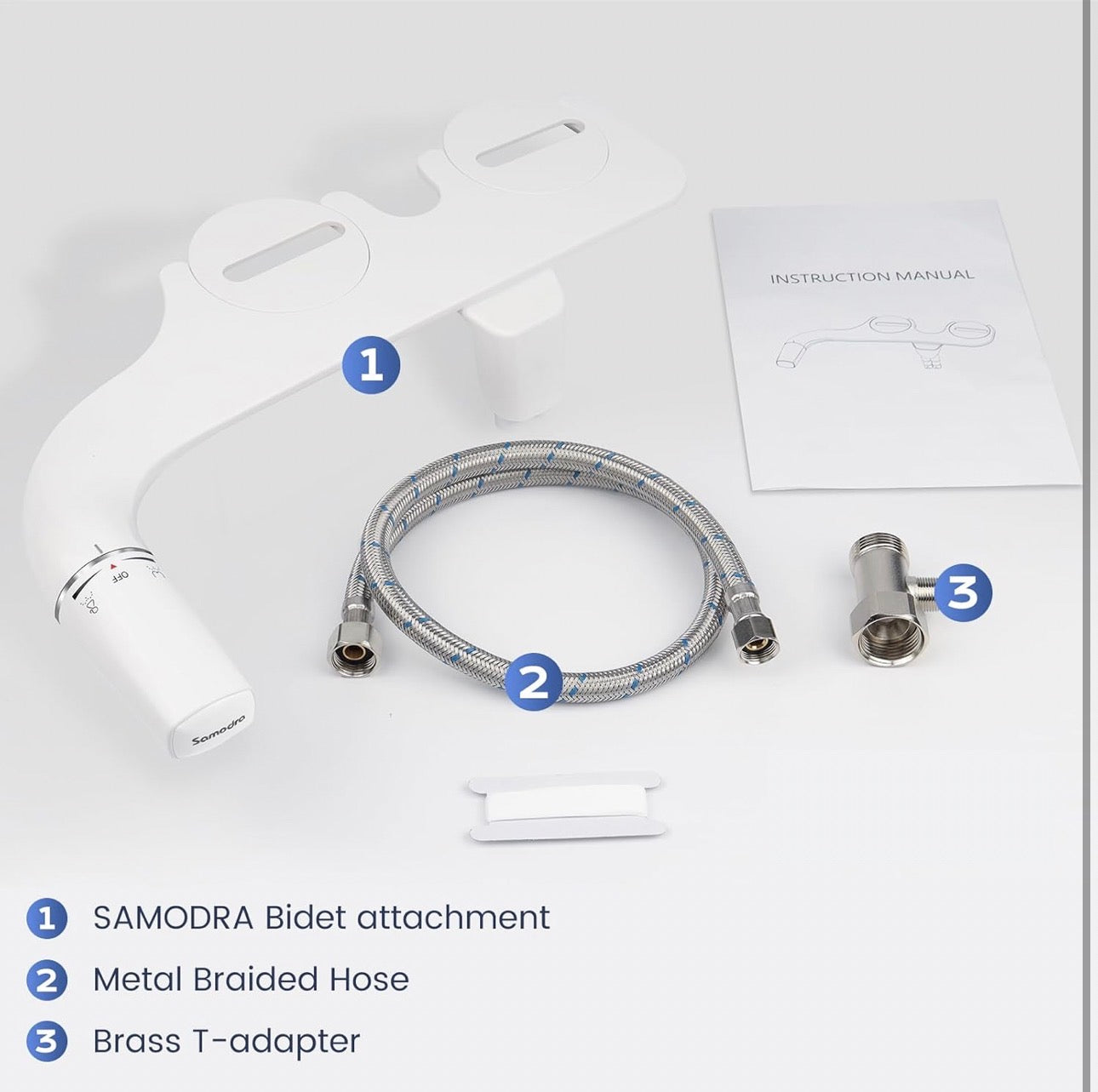 Samodra Classic 7.0 - Pulvérisateur pour bidet, WC ultra fin avec double buse non électrique, pression de l’eau réglable, fixation de bidet d’eau froide pour toilettes, installation facile à domicile