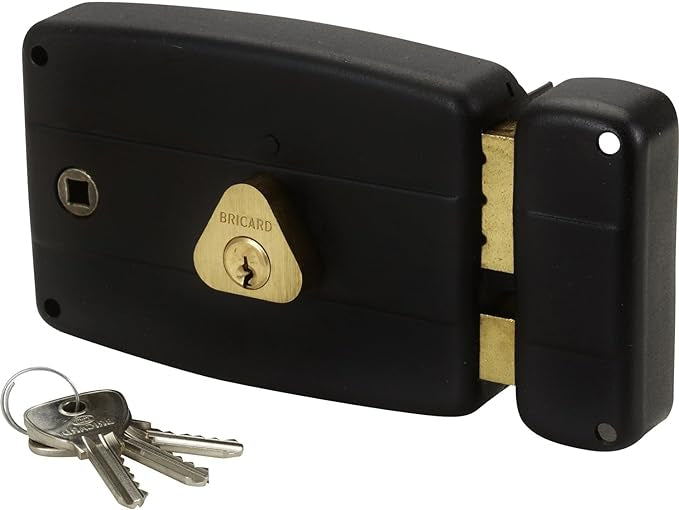 Serrure en applique horizontale fouillot 2 entrées Cylindre 5 Goupilles droite, Noir neuf