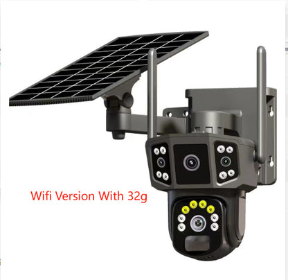 Caméra de surveillance 4G, carte SIMpanoramique à écran solaire extérieur