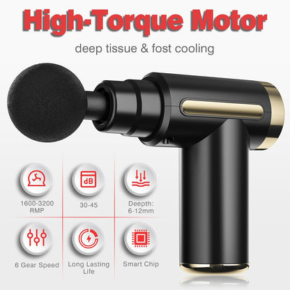 Pistolet de Massage Musculaire, Anti-Douleur Sportif Massage gun, Masseur à percussion musculaire avec 4 têtes de massage, Cadeau de Relaxation pour la Fête des Mères et la Fête des Pères