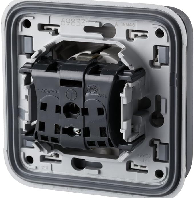 Prise murale, prise étanche encastrée de la gamme Plexo, prise externe, étanche (IP55), Gris Legrand