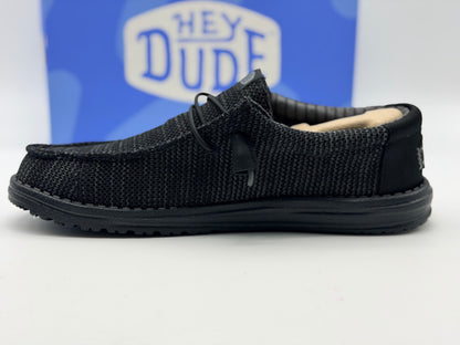 HEYDUDE Wally Stretch Sox - Chaussures pour Hommes - Baskets avec Semelles Confortables - Style Mocassin, Black/Black, 42