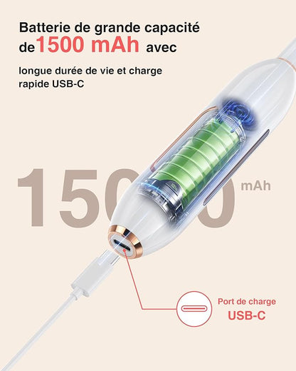 Ponceuse pour Ongles Professionnel - 1500mAh Ponceuse Ongle y Nettoyeur Pinceau Maquillage 2 en 1,20000 RPM Lime a Ongle Electrique,Nail Drill Portable,3 Vitesses Réglables,Sans Fil Sécurisé