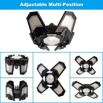 Luminaires de Garage à LED, 12000LM - 6500K Luminaire Garage, Éclairage Magasin Avec Panneaux Ajustables Multi Panneaux Position LED Plafond Lumineux Pour Garage Magasin Atelier Sous-sol Entrepôt