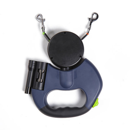 Laisse Double Rétractable "DuoGlide" – Anti-Emmêlement 360° avec Lampe LED