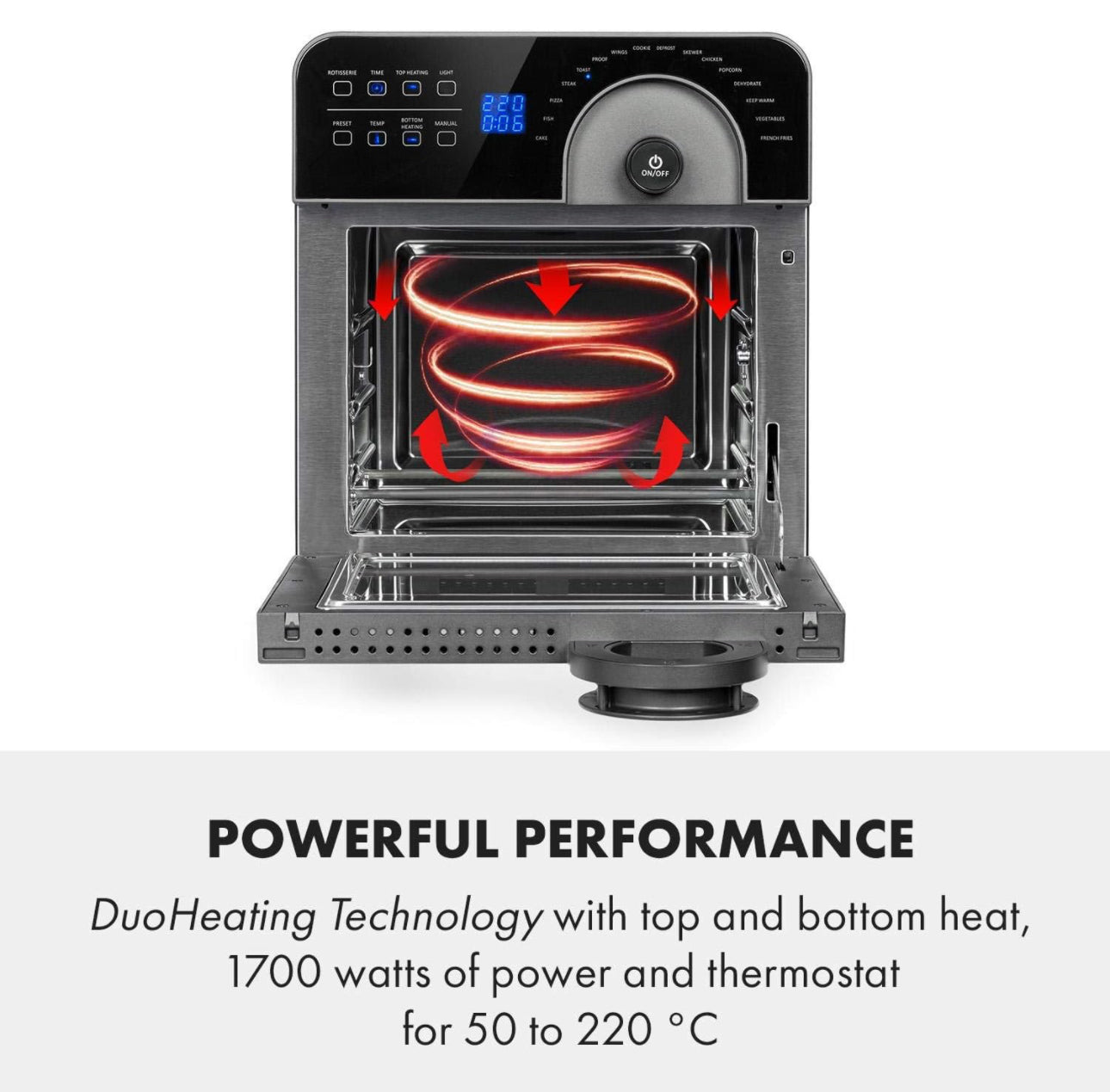 KLARSTEIN - Friteuse sans huile, Air fryer, 1700 W, technologie DuoHeating, volume de 14L