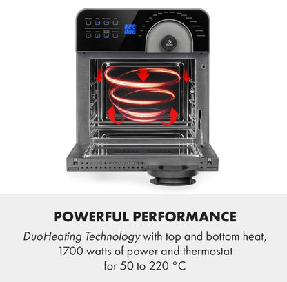 KLARSTEIN - Friteuse sans huile, Air fryer, 1700 W, technologie DuoHeating, volume de 14L