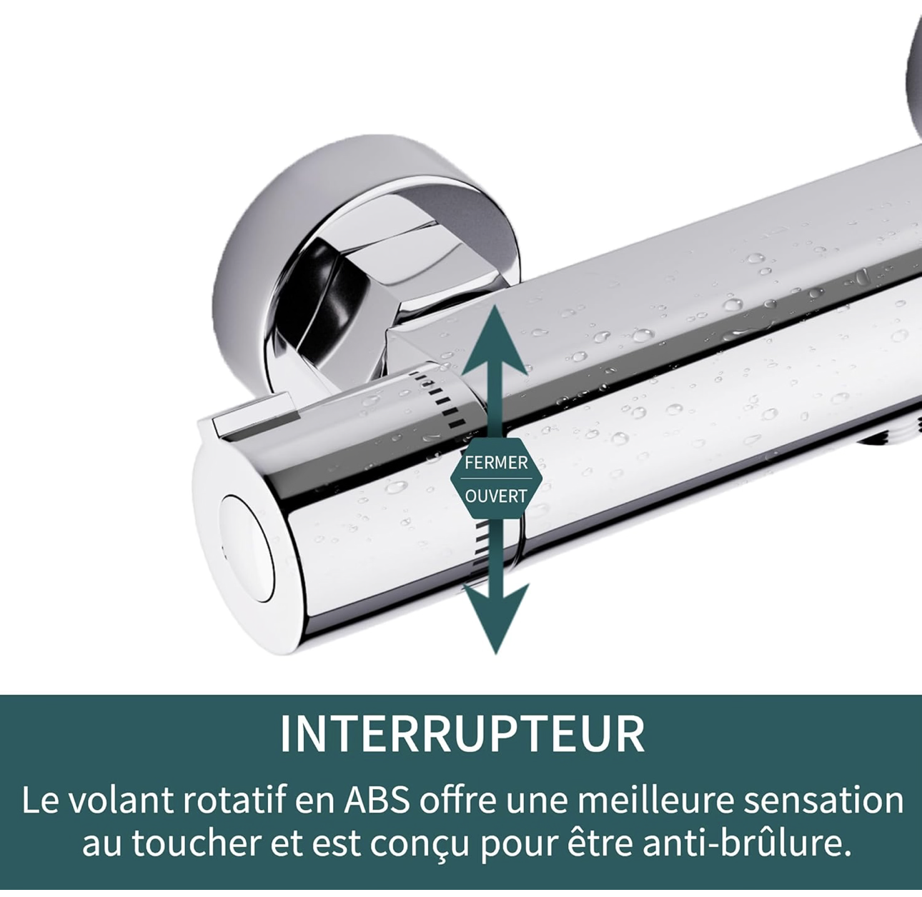 MORADO Mitigeur Thermostatique,Mitigeur de Douche Thermostatique, Robinet Baignoire avec Contrôle de Température Constant, Laiton Finition Chrome