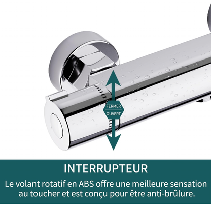 MORADO Mitigeur Thermostatique,Mitigeur de Douche Thermostatique, Robinet Baignoire avec Contrôle de Température Constant, Laiton Finition Chrome