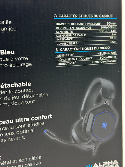 Casque Gaming Alpha Omega Players 7.1 Spectre Noir pour PS4