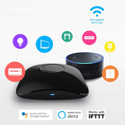BroadLink RM4 Pro Télécommande Universelle IR et RF, Codes d'apprentissage de la télécommande WiFi pour la Maison Intelligente et Les appareils ménagers TV, STB, AC, Moteur de Rideau Compatible Alexa