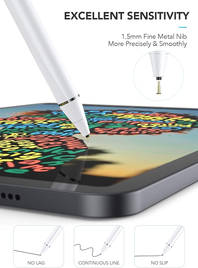 Stylet Tactile, iPad Écran 1,5 Mm Haute Précision Capacitif Compatible avec Toutes Les Tablettes neu