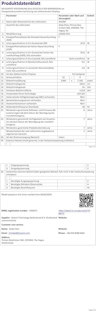 Xiaomi TV A 65 2025 neuve