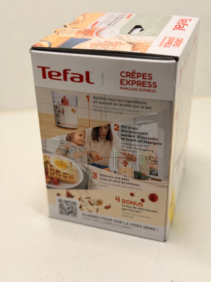 Tefal Crêpes Express Batteur intelligent, 900 ml, Gaufres Crêpes Pancakes en 2 minutes, Pâte sans grumeaux, Fait maison, Résultats parfaits, Facile à utiliser, 3 recettes graduées intégrées K1844404