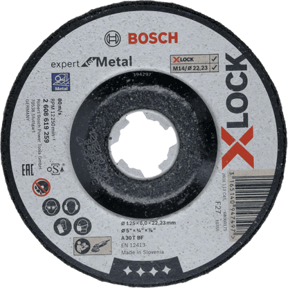 Disque abrasif déporté Expert for Metal Ø125 x 6 mm X-LOCK BOSCH 2608619259