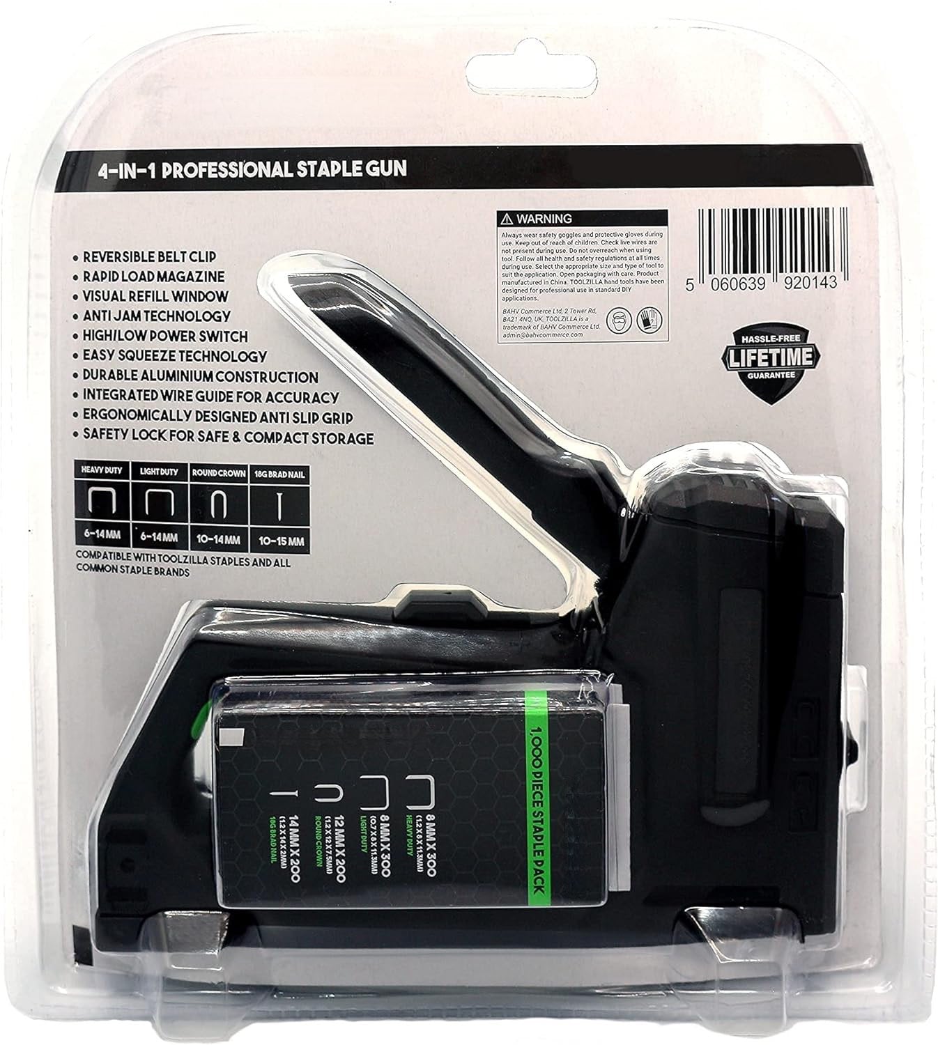 Agrafeuse 4-en-1 pistolet à agrafes professionnel et pack de 1000 agrafes neuve