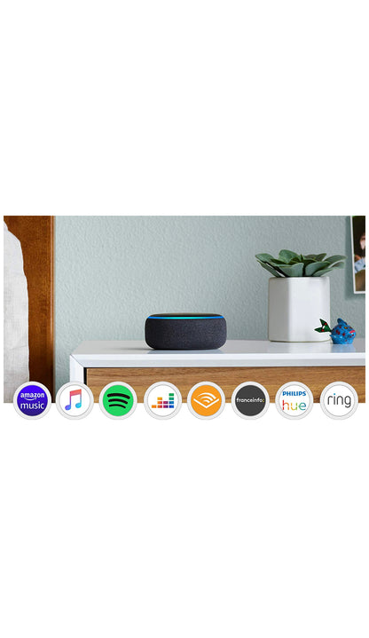 Echo Dot (3ème génération), Enceinte connectée avec Alexa, Tissu anthracite