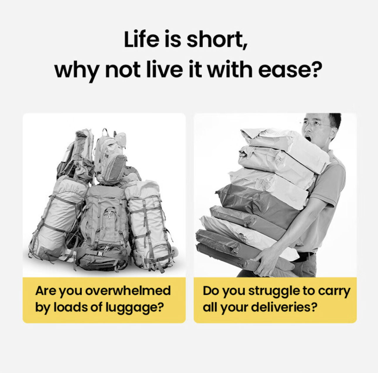 Chariot pliable avec capacité 70 L et charge maximale 100 kg