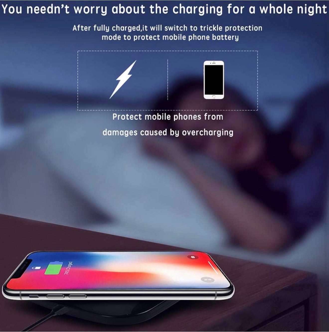 Chargeur sans fil 10W Qi Wireless Charge rapide Chargeur rapide Compatible avec X / 8 Plus/XS/XS MAX/XR, Samsung S10 /S10e /Note9 /S9 / S8 Plus /S8-Noir