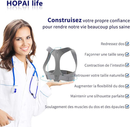 Correcteur de Posture Correcteur de Posture Dos Correcteur de Posture pour Homme et Femme Correcteur de Posture Ajustable Correcteur de Posture pour Cou, Épaule et Lombaires (L)