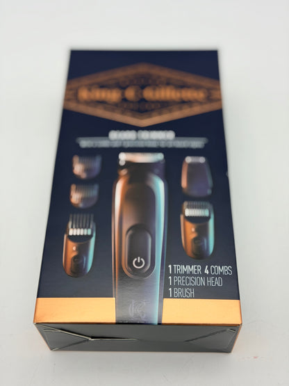 Gillette King C Tondeuse Electrique Pour Hommes, Sans Fil Avec Lames Affûtées Inusables, Tête Lavable, Coffret Avec 4 Sabots Différents Pour Rasage De La Barbe De 3 Jours, Courte, Moyenne Et Longue