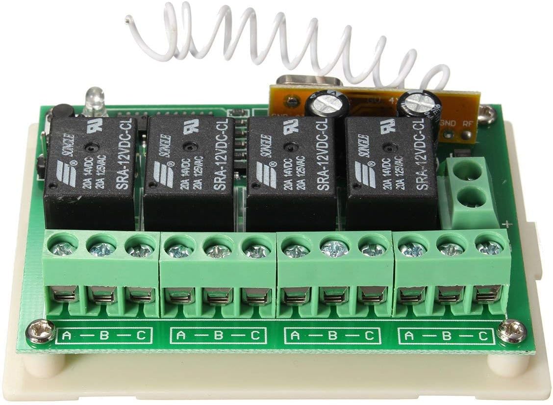 Télécommande radio 433 MHz Longue distance 12V 4CH Télécommande sans fil Interrupteur Relais 2 Transceivers avec 1 récepteur Télécommande pour fenêtre, porte de garage, voiture jouet